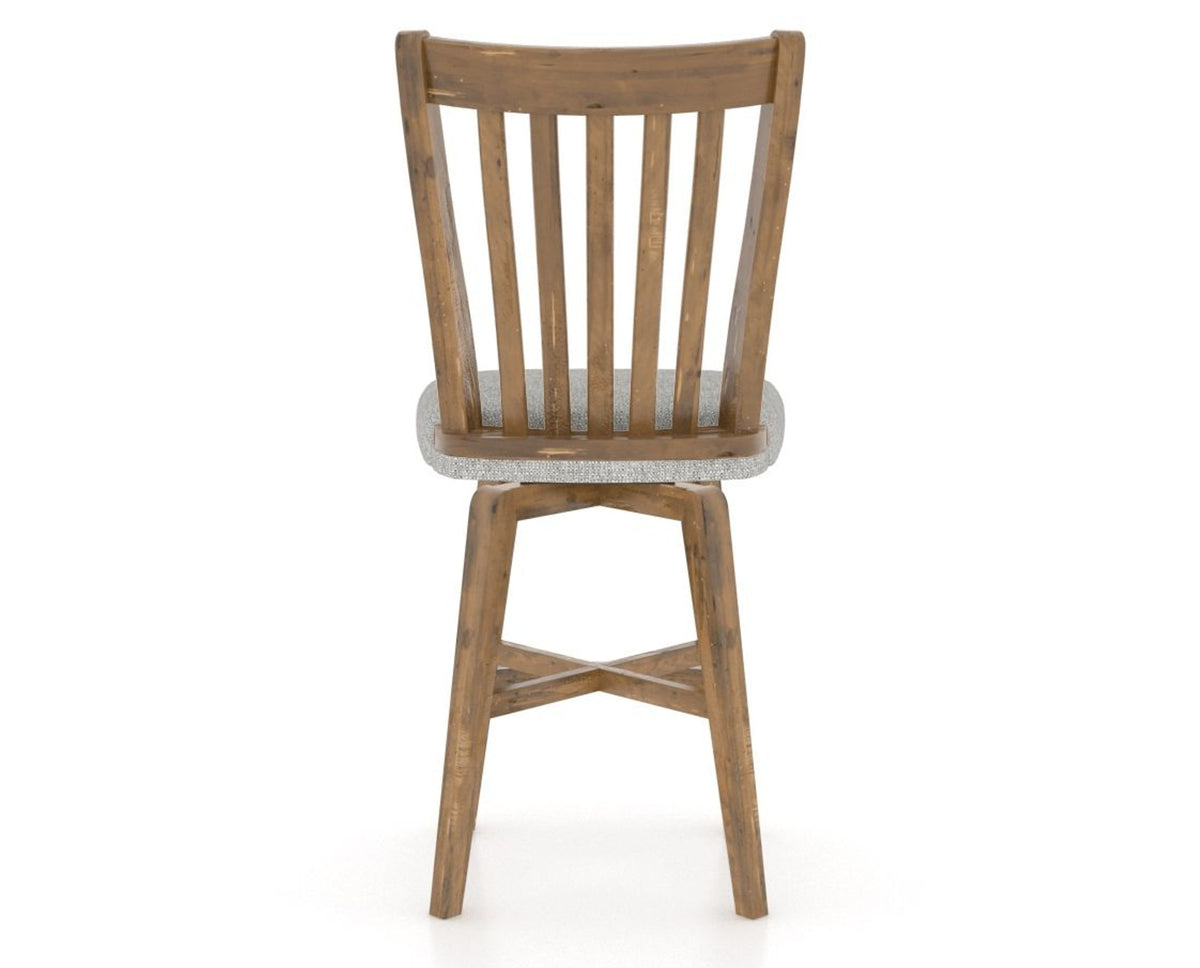 Canadel Champlain Swivel Counter Stool 7119 in 7C Fabric and 03 Oak Washed, back view