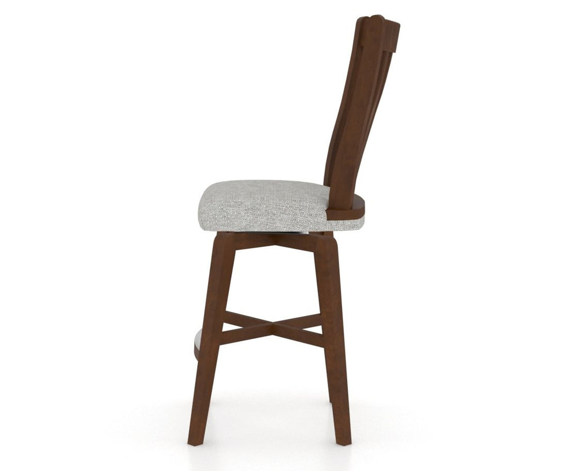 Canadel Swivel Counter Stool 7119 in 7C Fabric and 19 Cognac Washed, side view
