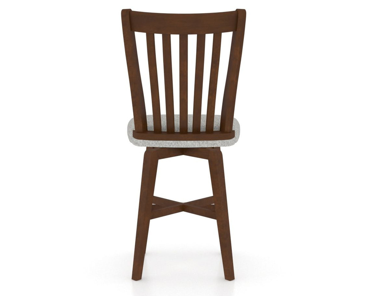 Canadel Swivel Counter Stool 7119 in 7C Fabric and 19 Cognac Washed, back view