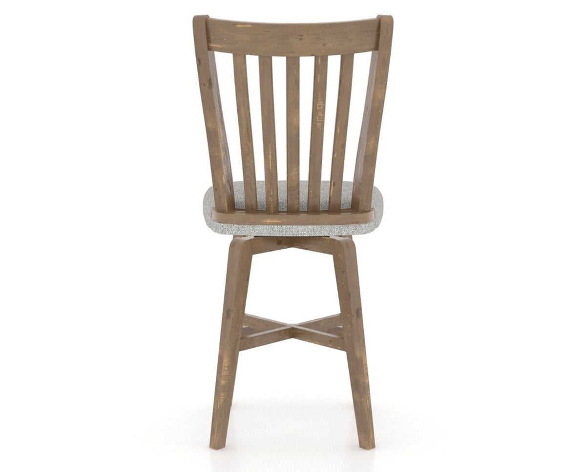Canadel Champlain Swivel Counter Stool 7119 in 7C Fabric and 25 Pecan Washed, back view