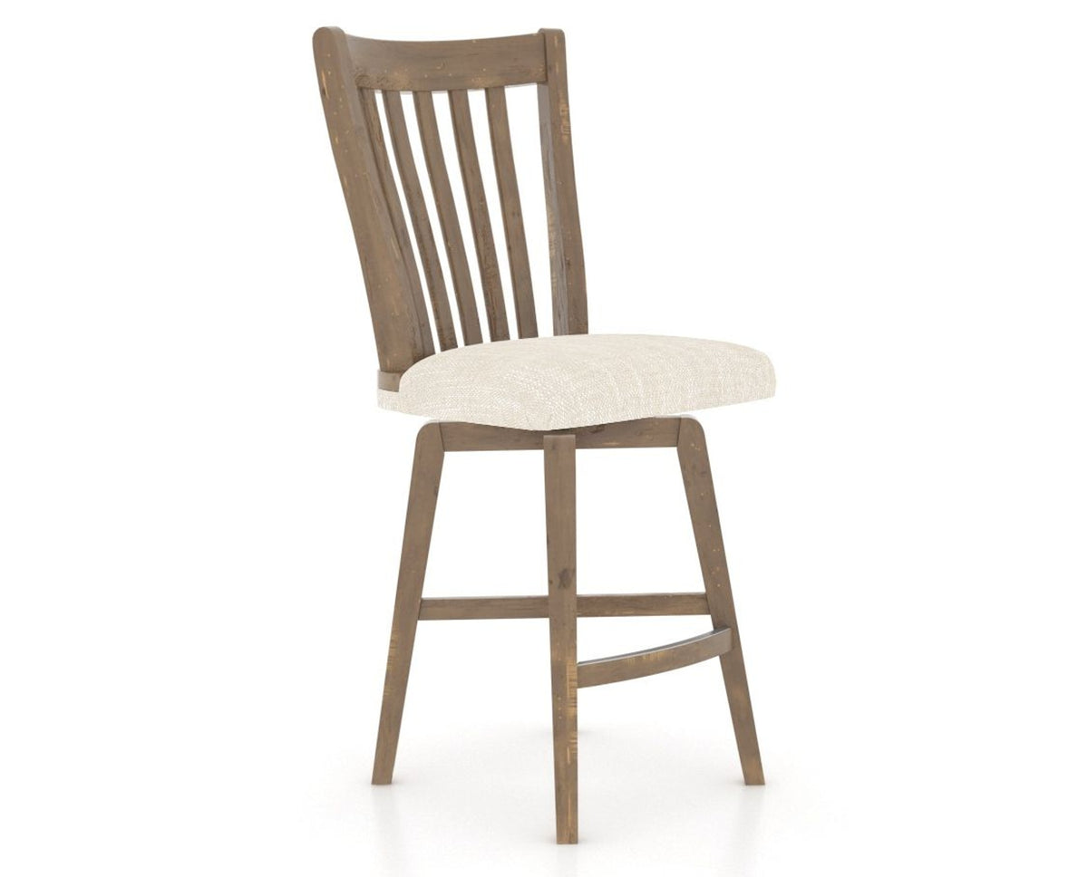 Canadel Champlain Swivel Counter Stool 7119 in FT InsideOut® and 25 Pecan Washed, three-quarter view