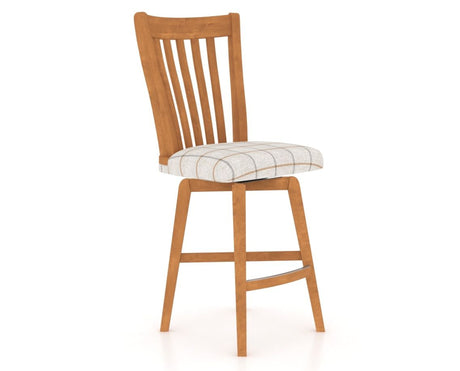 Canadel Swivel Counter Stool 7119 in OZ Fabric and 01 Honey Washed, three-quarter view