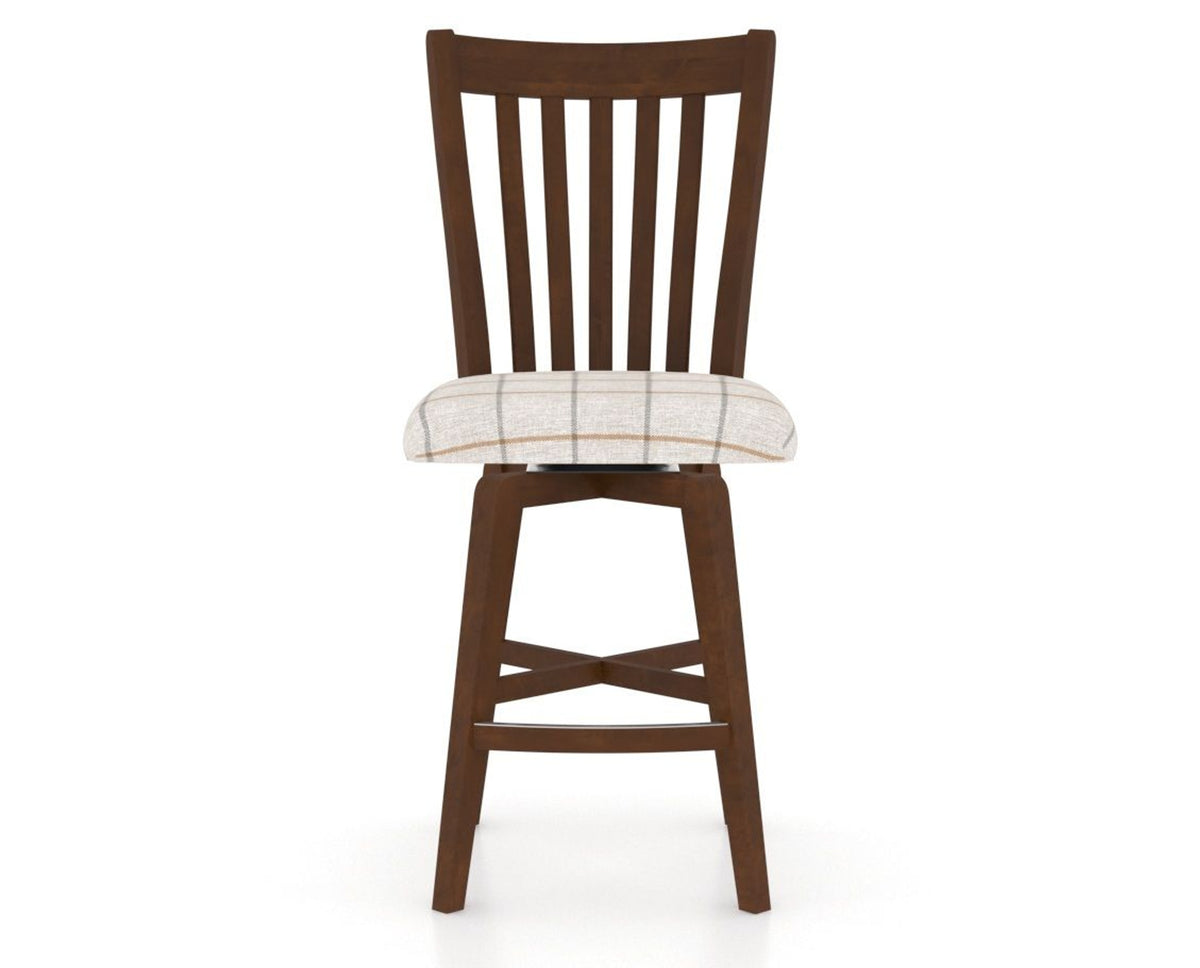 Canadel Swivel Counter Stool 7119 in OZ Fabric and 19 Cognac Washed, front view
