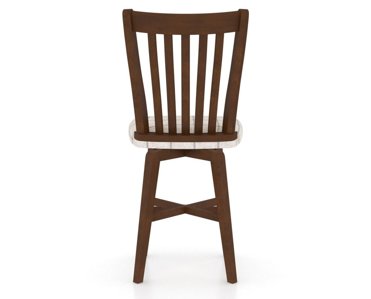 Canadel Swivel Counter Stool 7119 in OZ Fabric and 19 Cognac Washed, back view