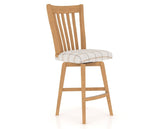 Canadel Swivel Counter Stool 7119 in OZ Fabric and 20 Caramel Washed, three-quarter view