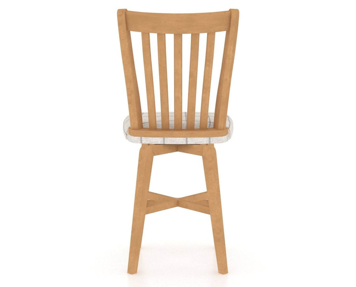 Canadel Swivel Counter Stool 7119 in OZ Fabric and 20 Caramel Washed, back view