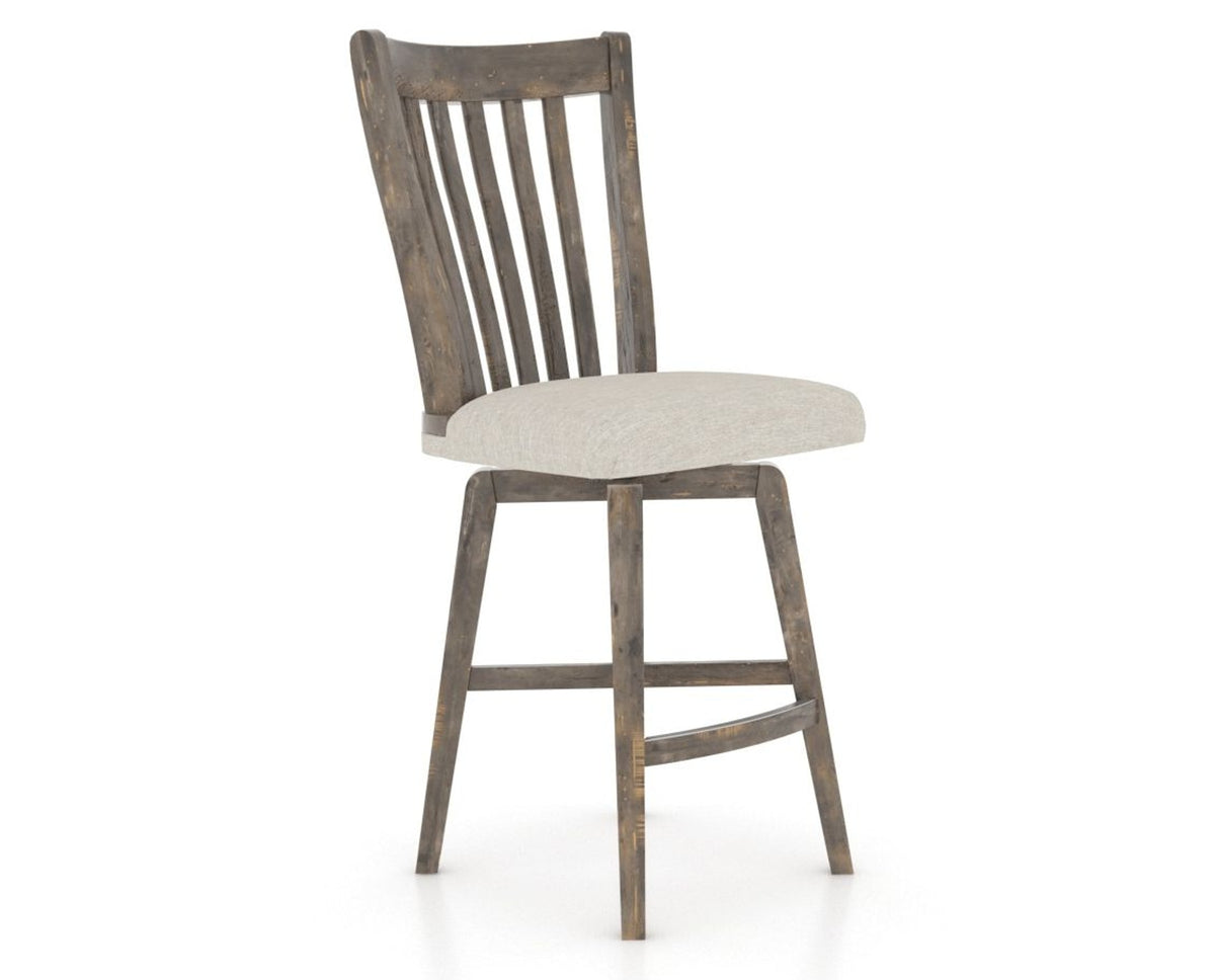 Canadel Champlain Swivel Counter Stool 7119 in TB Fabric and 08 Shadow, three-quarter view
