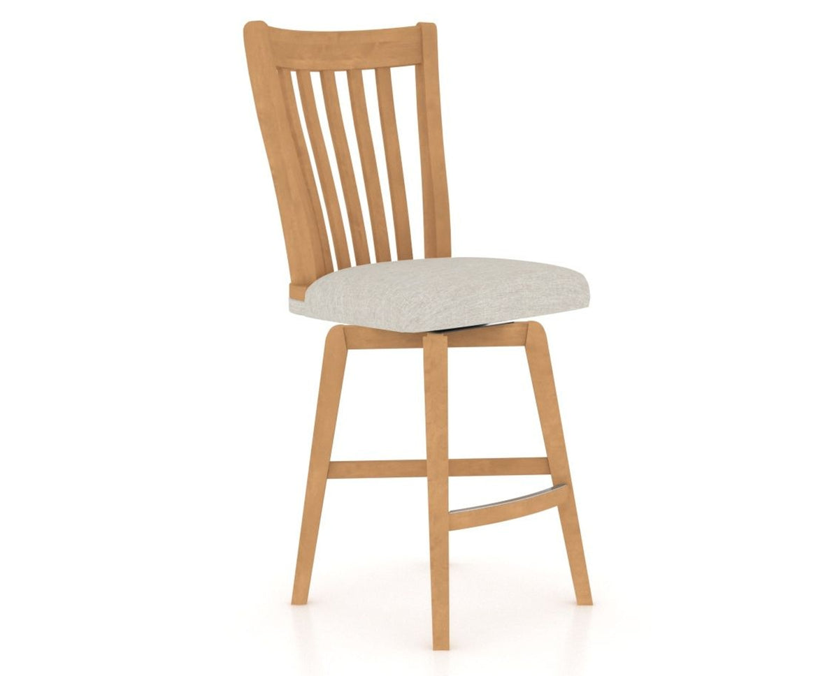 Canadel Swivel Counter Stool 7119 in TB Fabric and 20 Caramel Washed, three-quarter view