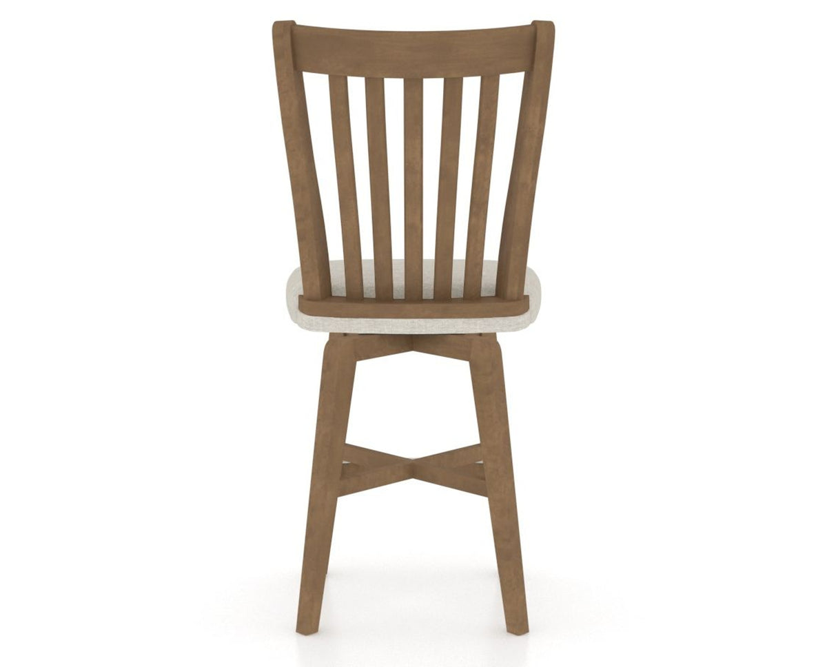 Canadel Swivel Counter Stool 7119 in TB Fabric and 25 Pecan Washed, back view