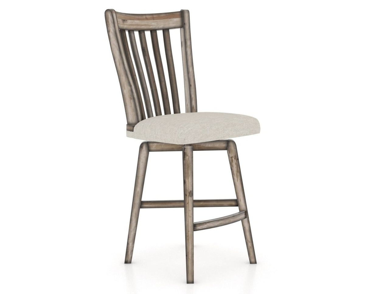 Canadel Champlain Swivel Counter Stool 7119 in TB Fabric and 72 Heritage Nature, three-quarter view
