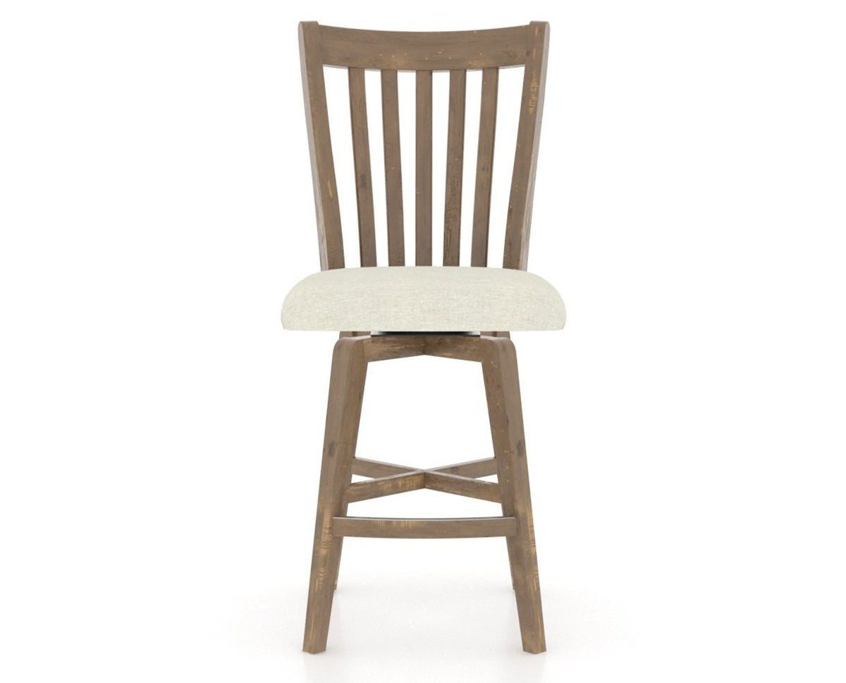 Canadel Champlain Swivel Counter Stool 7119 in TW Fabric and 25 Pecan Washed, front view