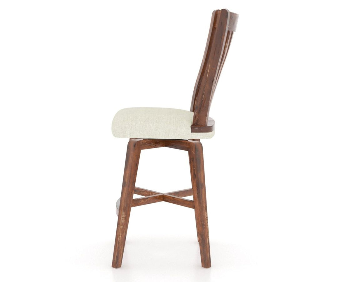 Canadel Champlain Swivel Counter Stool 7119 in TW Fabric and 33 Spice Washed, side view