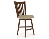 Canadel Swivel Counter Stool 7119 in XY Faux Leather and 19 Cognac Washed, three-quarter view