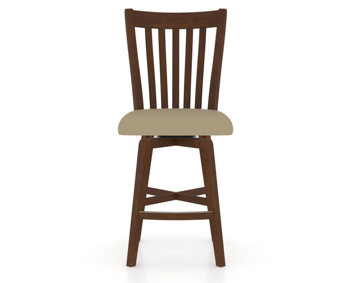 Canadel Swivel Counter Stool 7119 in XY Faux Leather and 19 Cognac Washed, front view