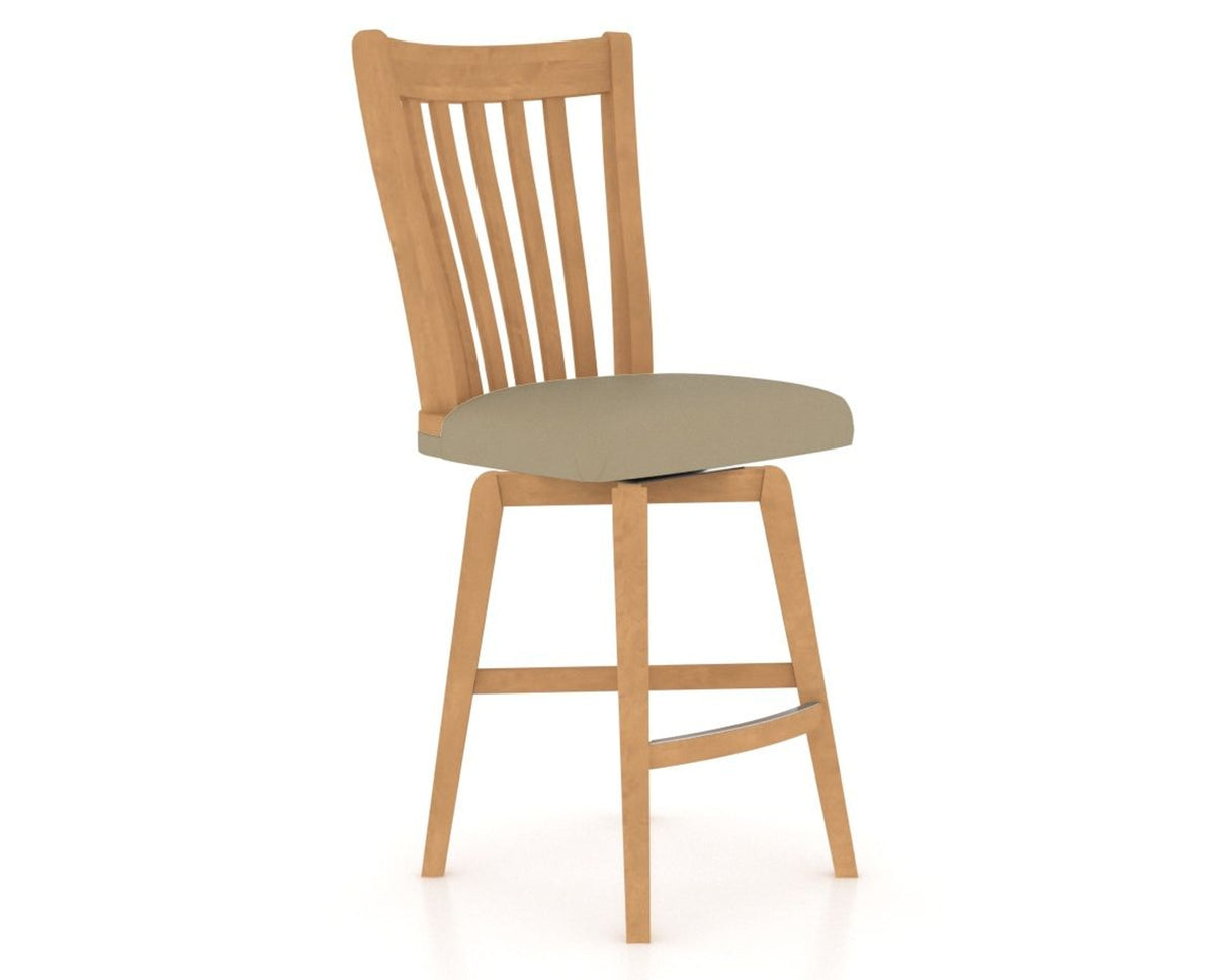Canadel Swivel Counter Stool 7119 in XY Faux Leather and 20 Caramel Washed, three-quarter view
