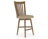 Canadel Swivel Counter Stool 7119 in XY Faux Leather and 25 Pecan Washed, three-quarter view