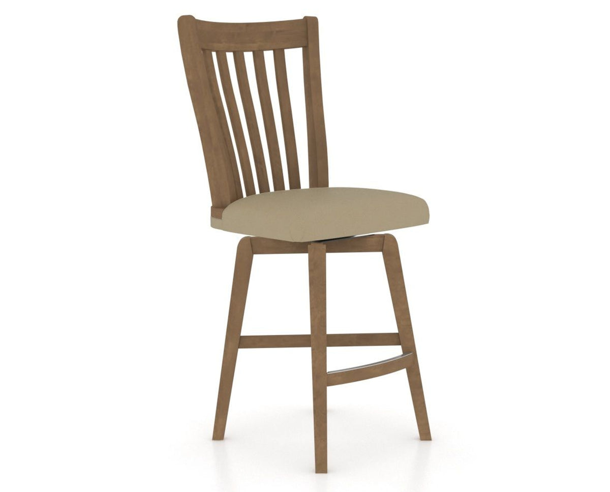 Canadel Swivel Counter Stool 7119 in XY Faux Leather and 25 Pecan Washed, three-quarter view