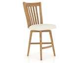 Canadel Champlain Swivel Counter Stool 7119 in YJ Faux Leather and 01 Honey Washed, three-quarter view
