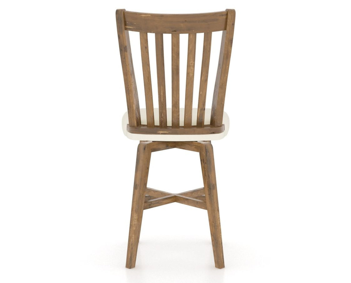 Canadel Champlain Swivel Counter Stool 7119 in YJ Faux Leather and 03 Oak Washed, back view