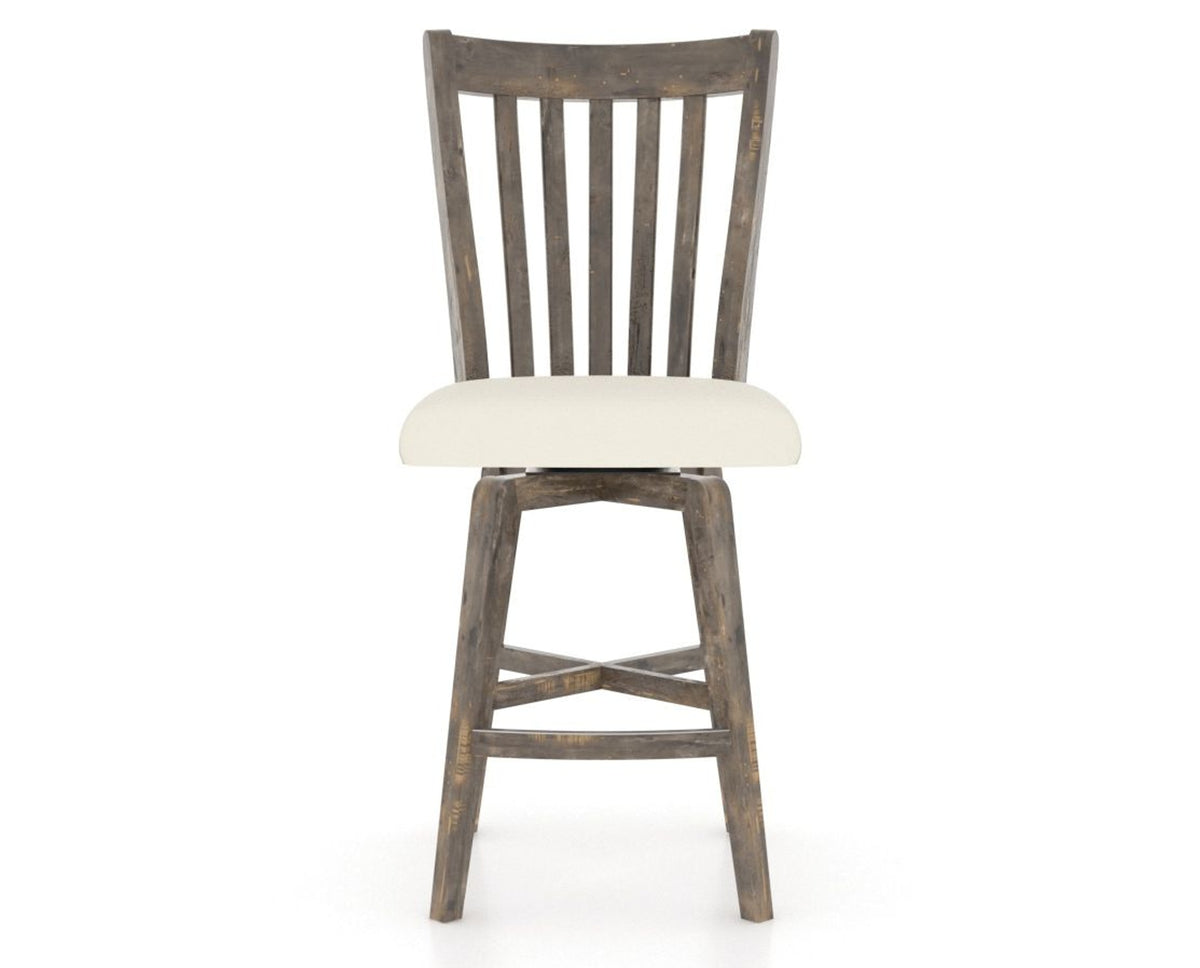 Canadel Champlain Swivel Counter Stool 7119 in YJ Faux Leather and 08 Shadow, front view
