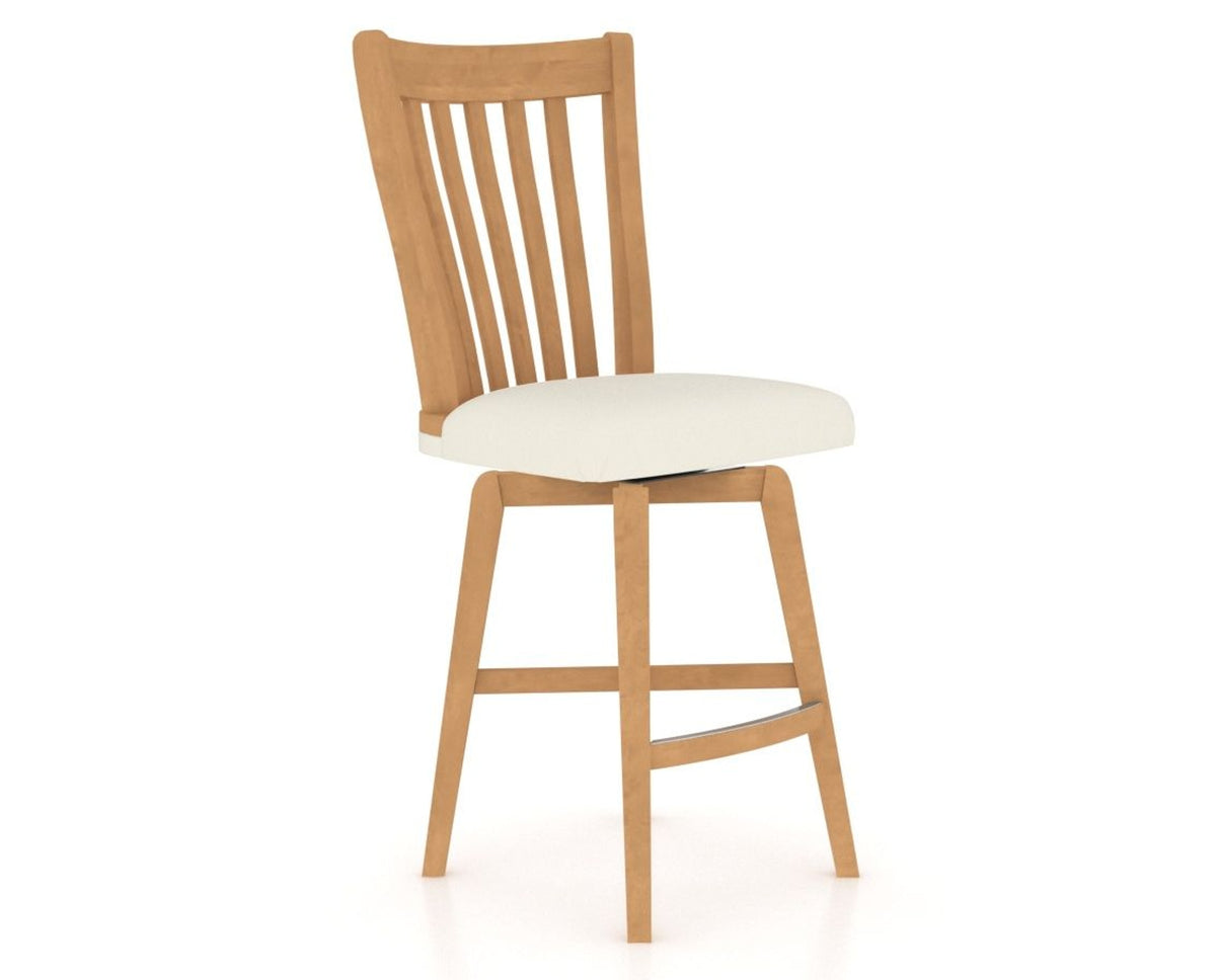 Canadel Swivel Counter Stool 7119 in YJ Faux Leather and 20 Caramel Washed, three-quarter view