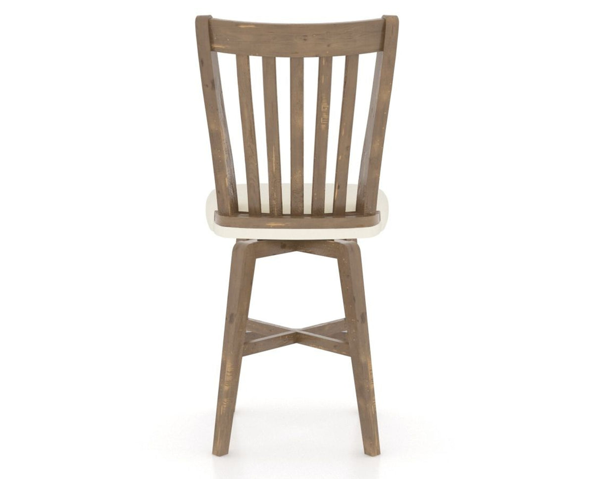 Canadel Champlain Swivel Counter Stool 7119 in YJ Faux Leather and 25 Pecan Washed, back view