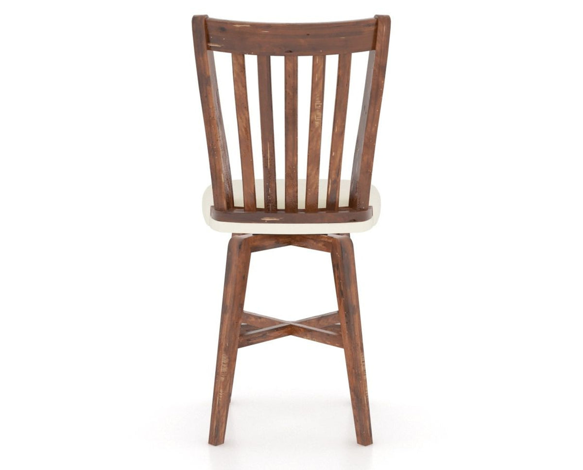 Canadel Champlain Swivel Counter Stool 7119 in YJ Faux Leather and 33 Spice Washed, back view
