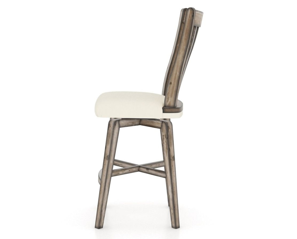 Canadel Champlain Swivel Counter Stool 7119 in YJ Faux Leather and 72 Heritage Nature, side view