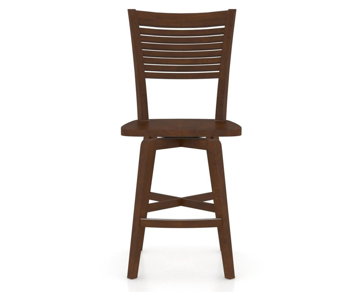Canadel Swivel Counter Stool 7229 in Wood Seat and 19 Cognac Washed, front view