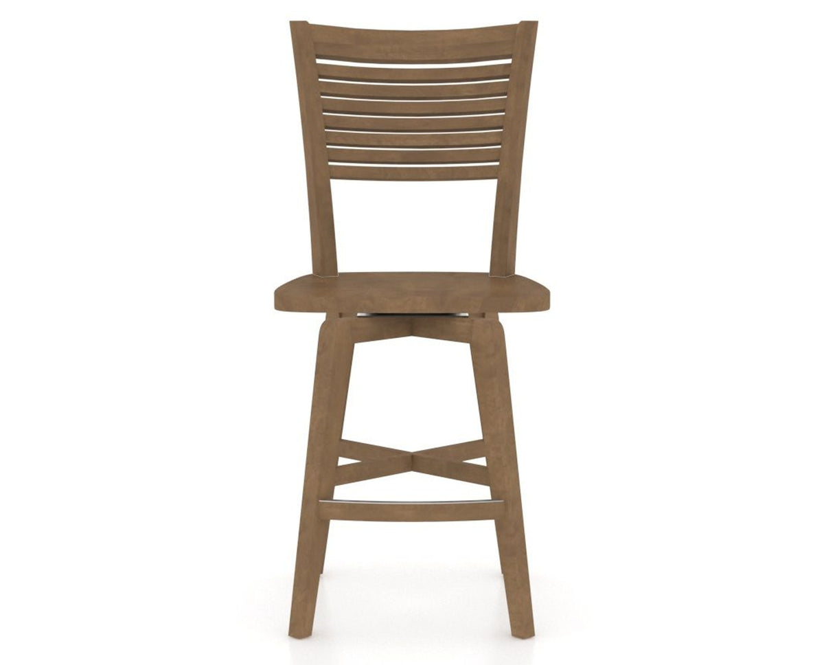 Canadel Swivel Counter Stool 7229 in Wood Seat and 25 Pecan Washed, front view