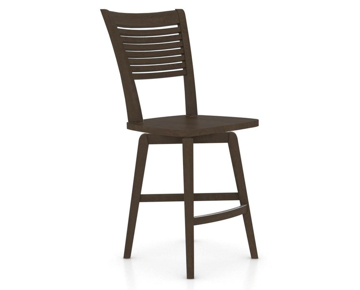 Canadel Swivel Counter Stool 7229 in Wood Seat and 29 Hazelnut Washed, three-quarter view