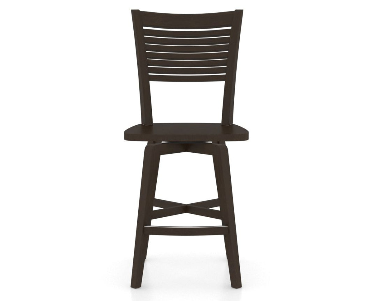 Canadel Swivel Counter Stool 7229 in Wood Seat and 59 Davy's Grey, front view