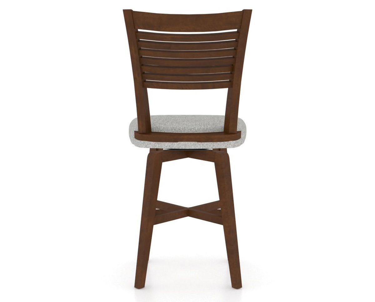 Canadel Swivel Counter Stool 7229 in 7C Fabric and 19 Cognac Washed, back view