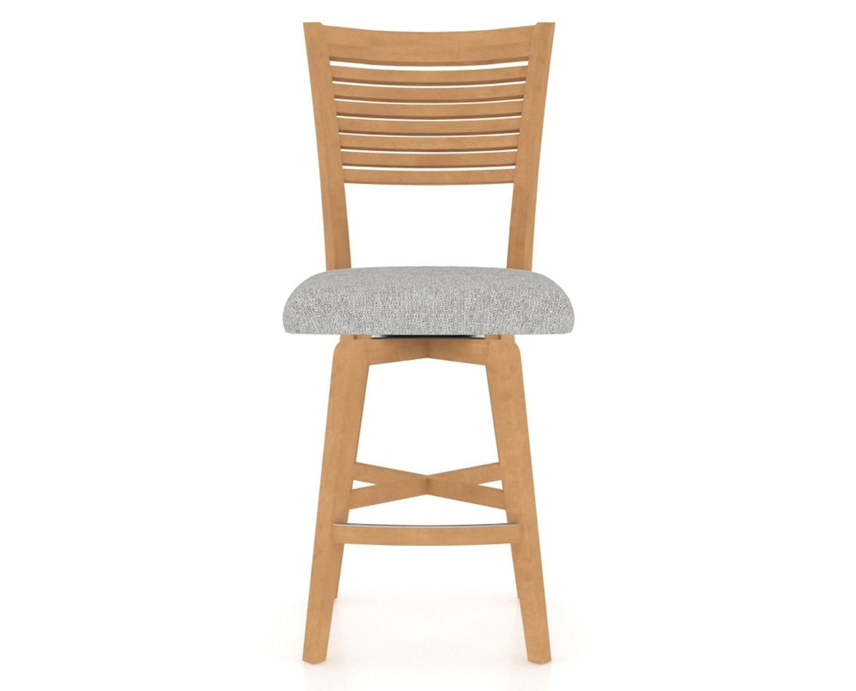 Canadel Swivel Counter Stool 7229 in 7C Fabric and 20 Caramel Washed, front view