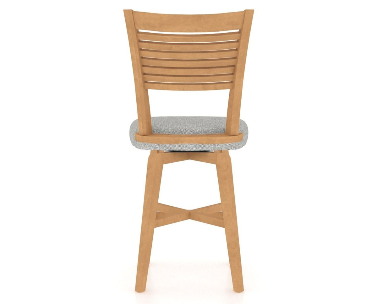 Canadel Swivel Counter Stool 7229 in 7C Fabric and 20 Caramel Washed, back view