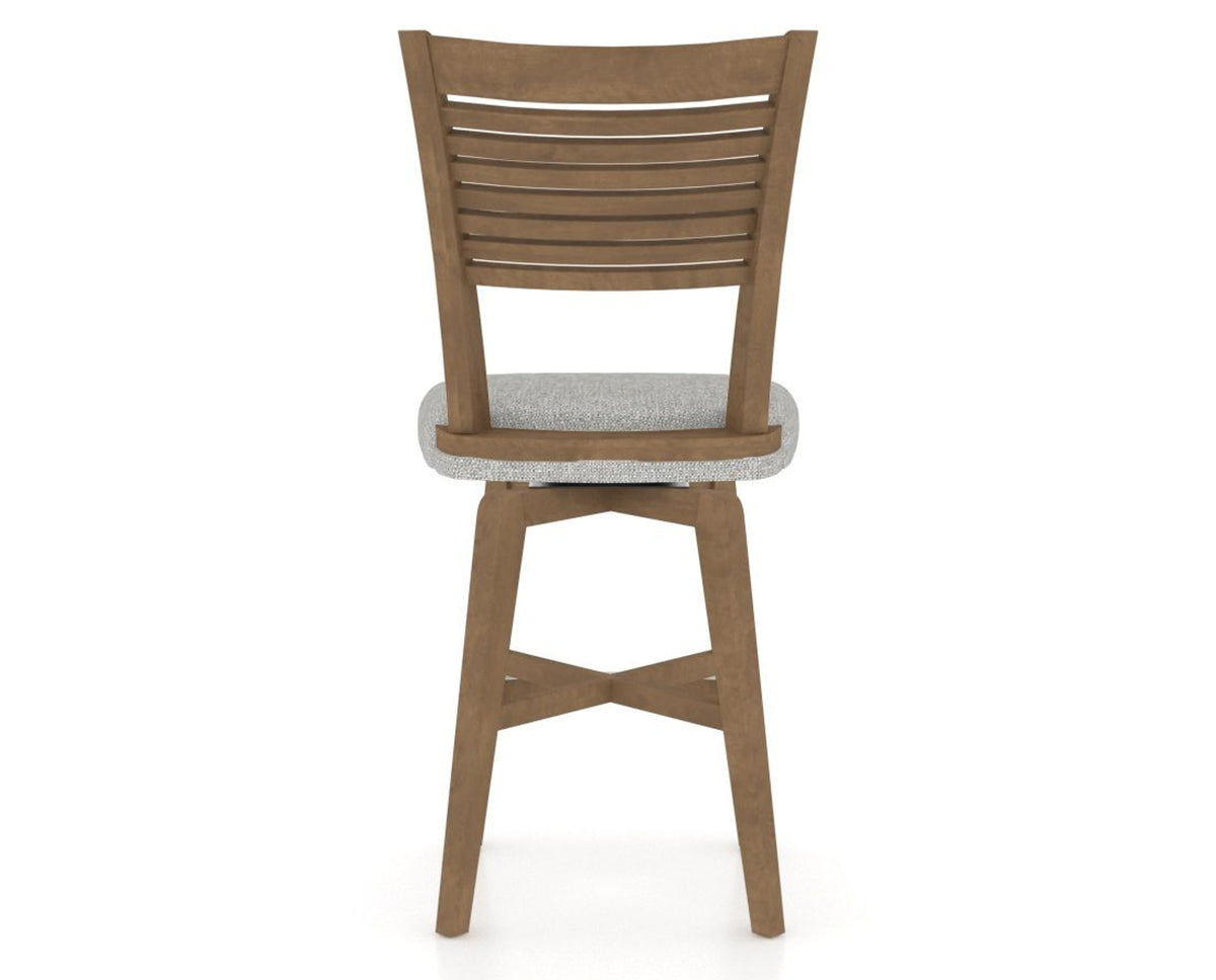 Canadel Swivel Counter Stool 7229 in 7C Fabric and 25 Pecan Washed, back view