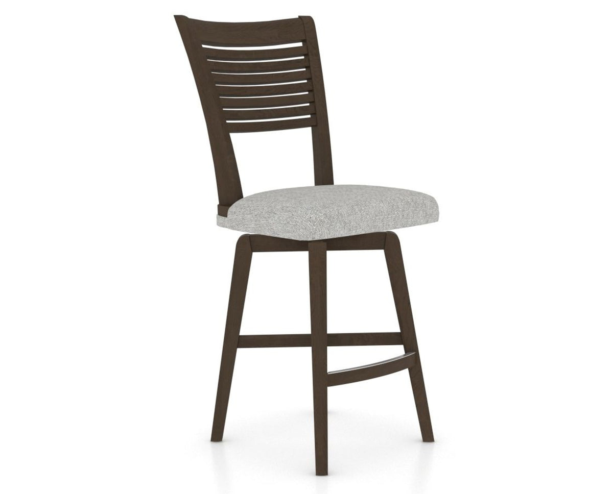 Canadel Swivel Counter Stool 7229 in 7C Fabric and 29 Hazelnut Washed, three-quarter view