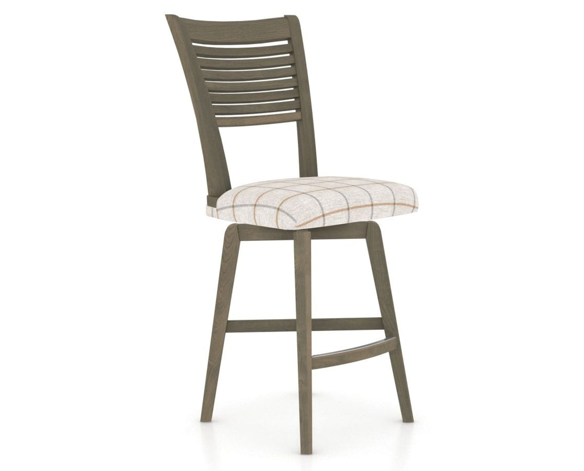 Canadel Swivel Counter Stool 7229 in OZ Fabric and 08 Shadow, three-quarter view