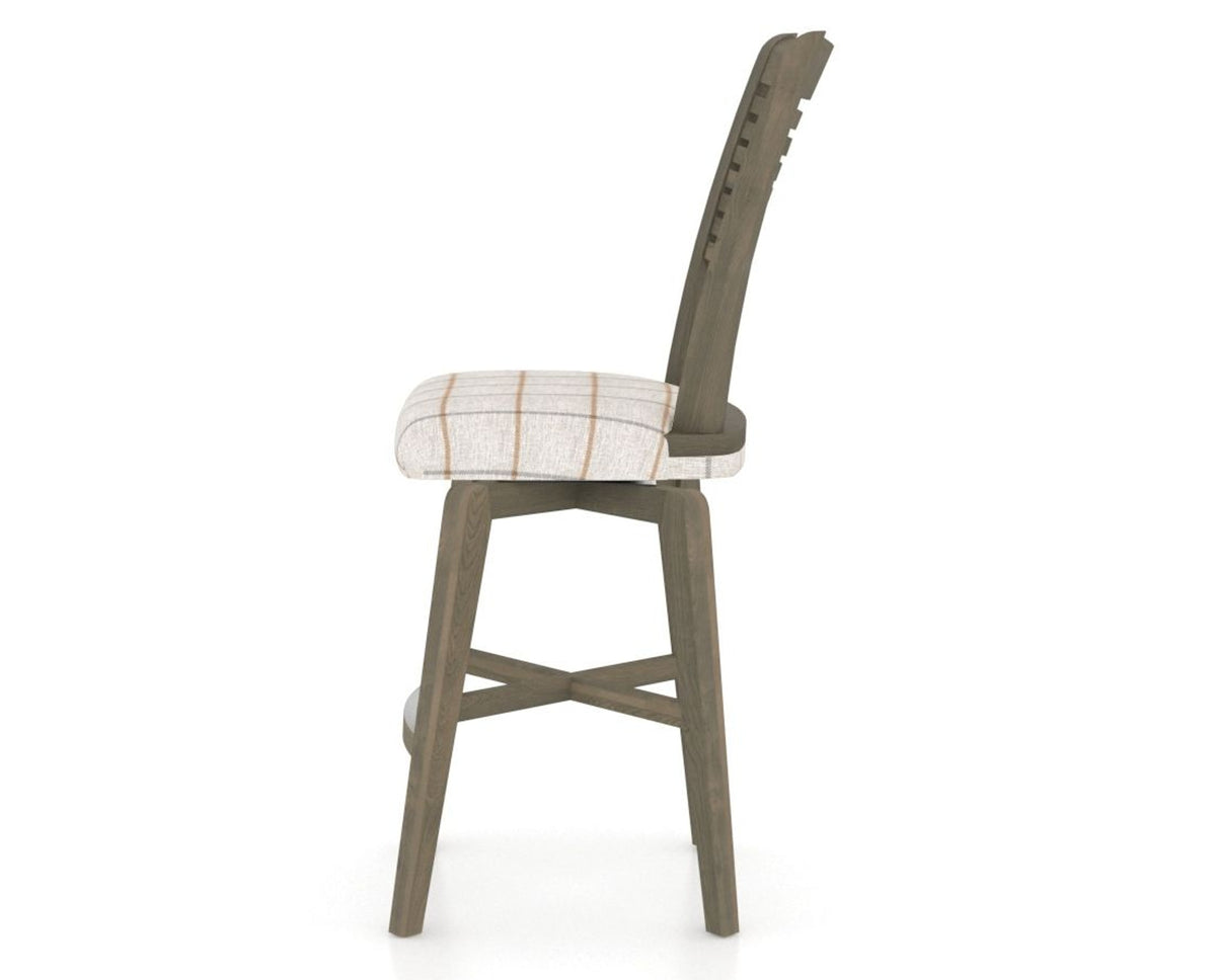 Canadel Swivel Counter Stool 7229 in OZ Fabric and 08 Shadow, side view