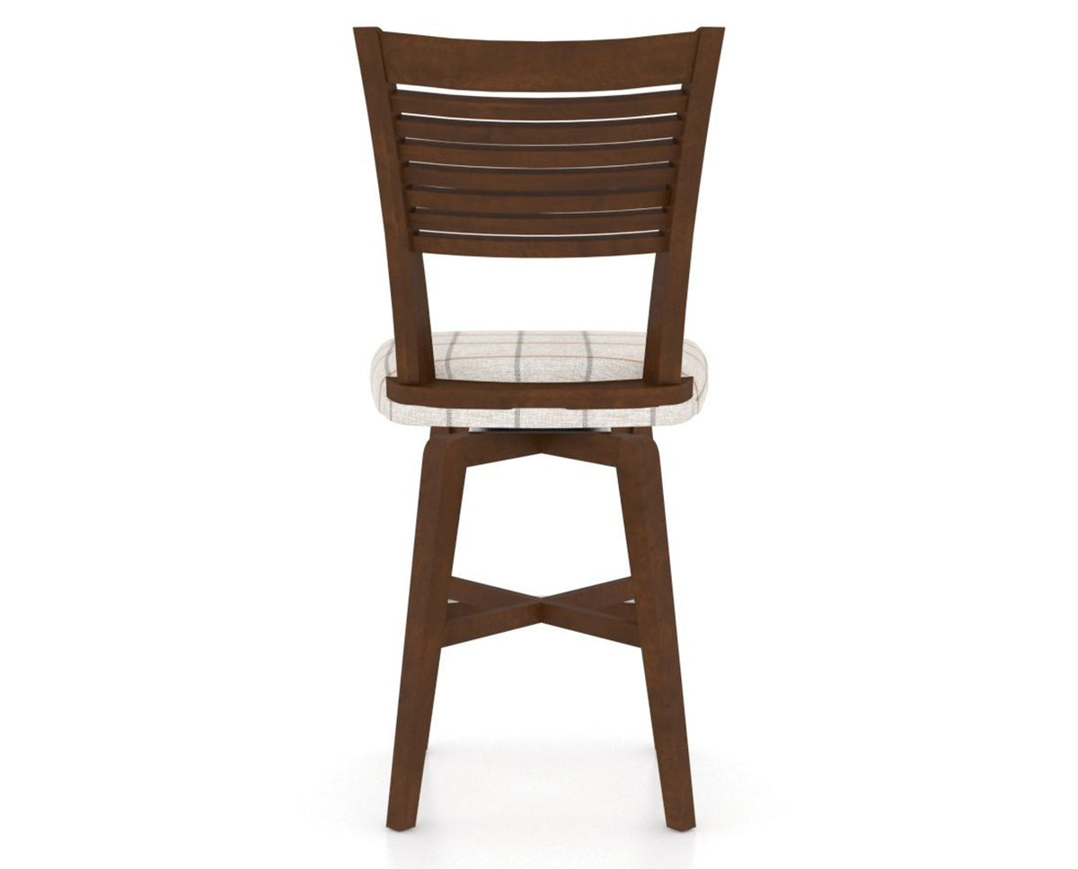 Canadel Swivel Counter Stool 7229 in OZ Fabric and 19 Cognac Washed, back view