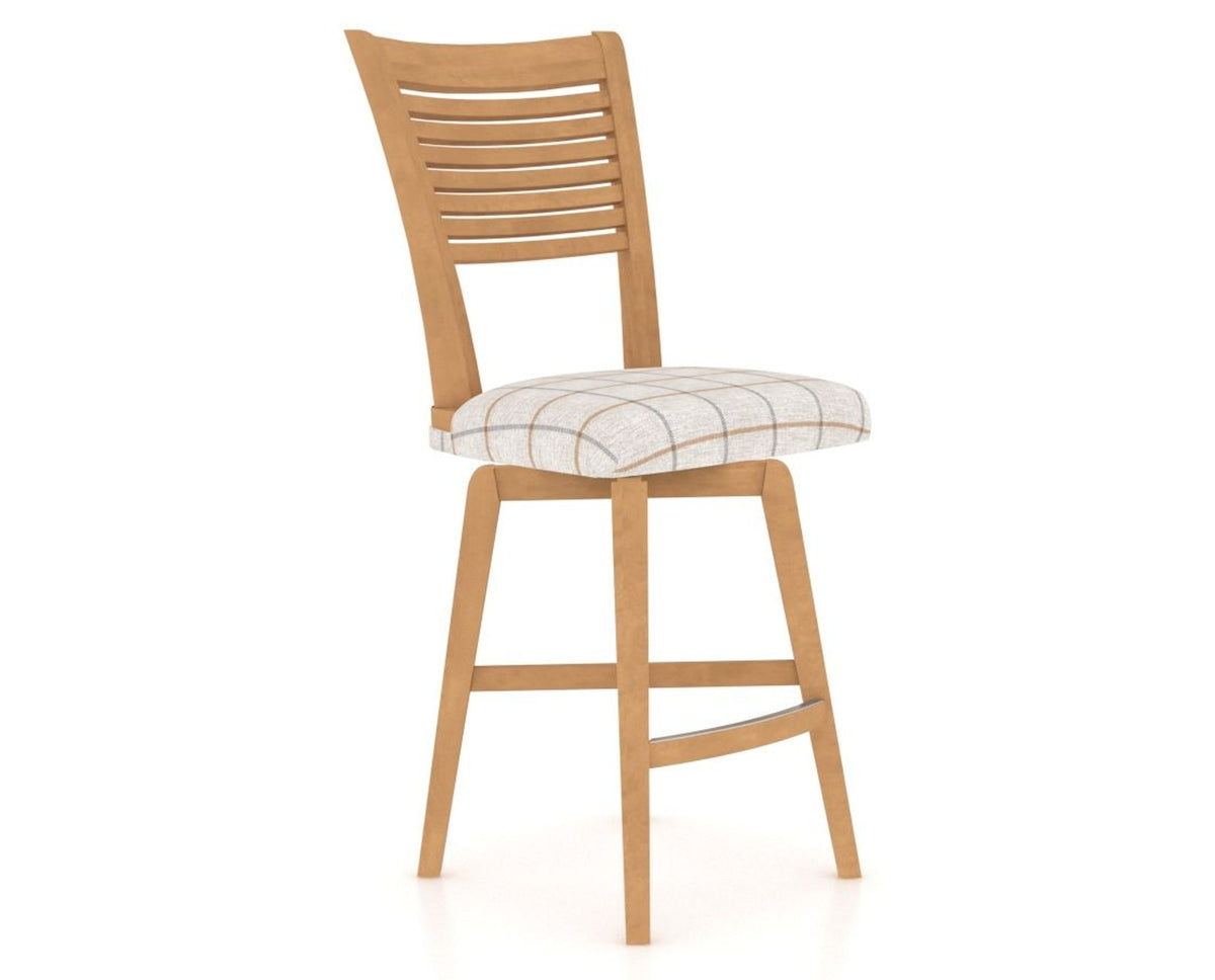 Canadel Swivel Counter Stool 7229 in OZ Fabric and 20 Caramel Washed, three-quarter view