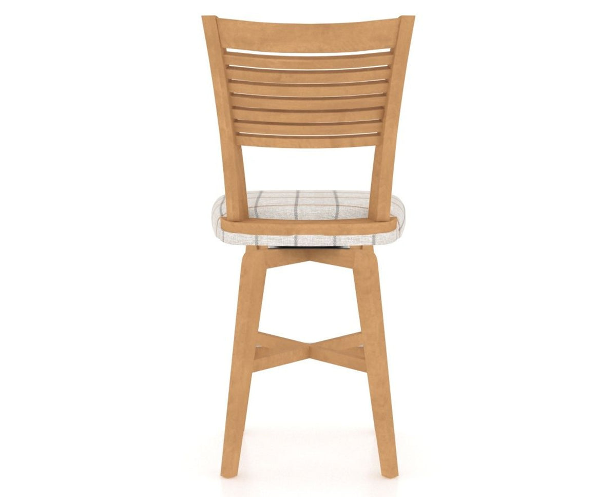 Canadel Swivel Counter Stool 7229 in OZ Fabric and 20 Caramel Washed, back view