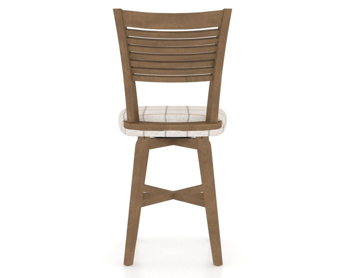 Canadel Swivel Counter Stool 7229 in OZ Fabric and 25 Pecan Washed, back view