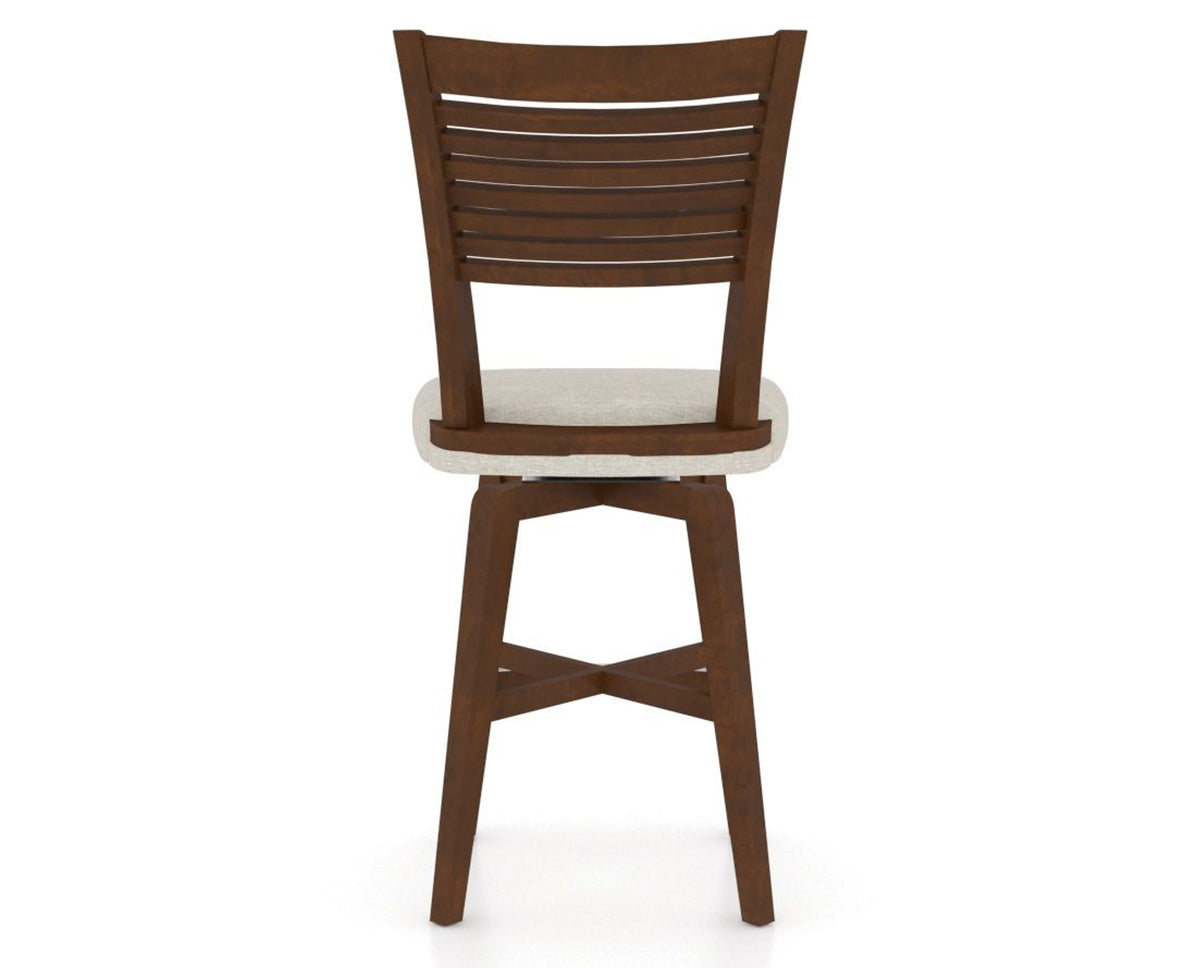 Canadel Swivel Counter Stool 7229 in TB Fabric and 19 Cognac Washed, back view