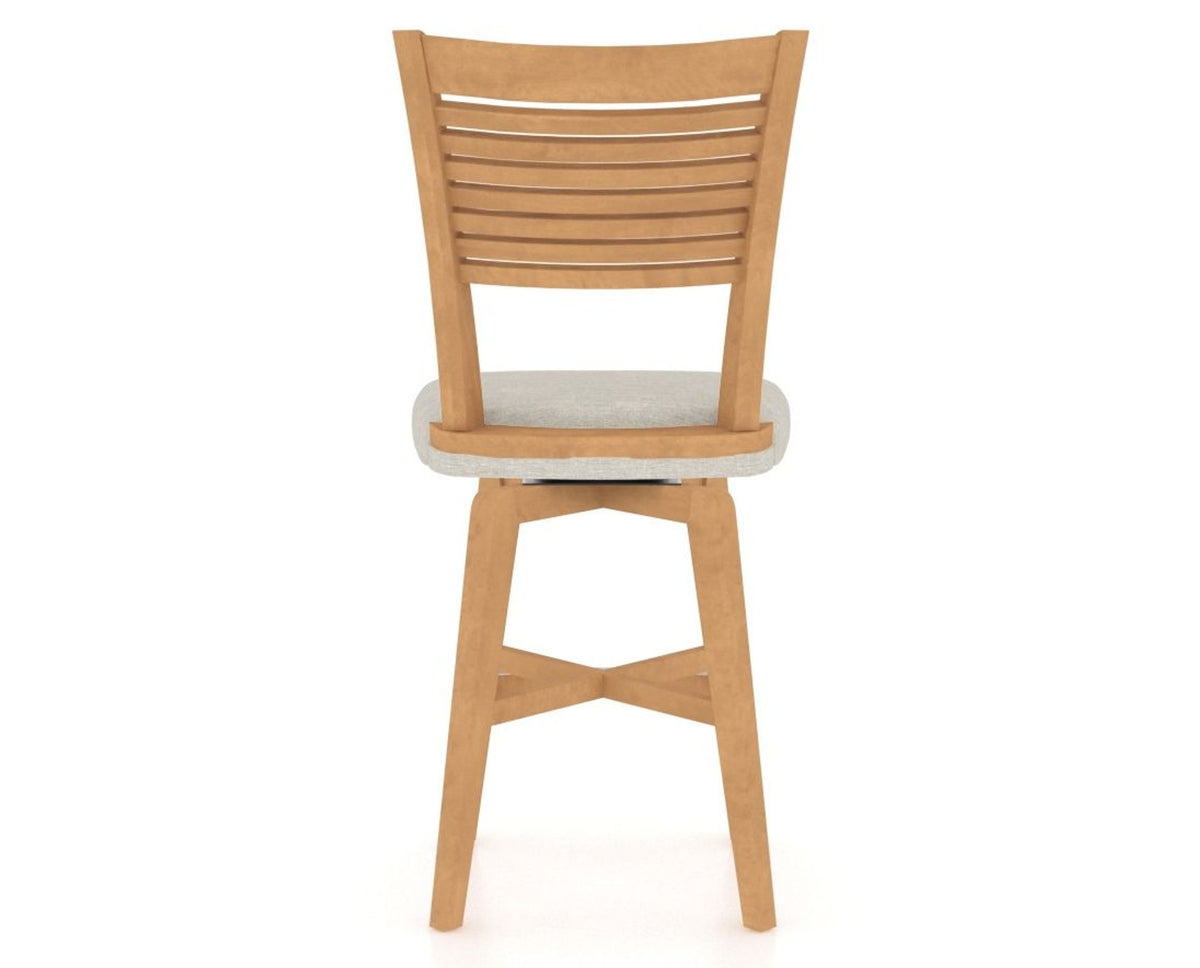 Canadel Swivel Counter Stool 7229 in TB Fabric and 20 Caramel Washed, back view