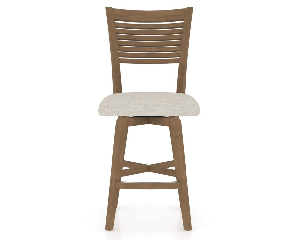 Canadel Swivel Counter Stool 7229 in TB Fabric and 25 Pecan Washed, front view
