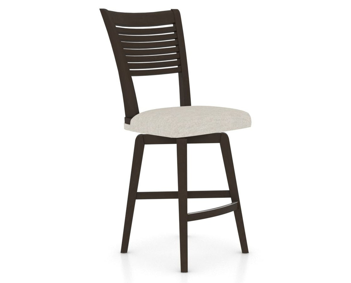 Canadel Swivel Counter Stool 7229 in TB Fabric and 59 Davy's Grey, three-quarter view