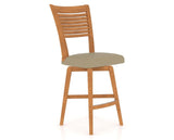 Canadel Swivel Counter Stool 7229 in XY Faux Leather and 01 Honey Washed, three-quarter view