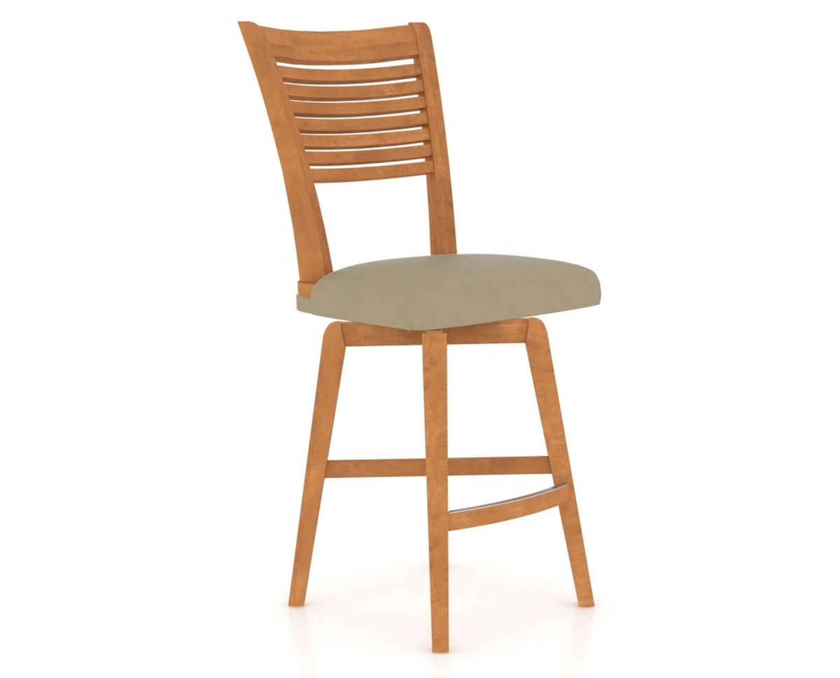 Canadel Swivel Counter Stool 7229 in XY Faux Leather and 01 Honey Washed, three-quarter view