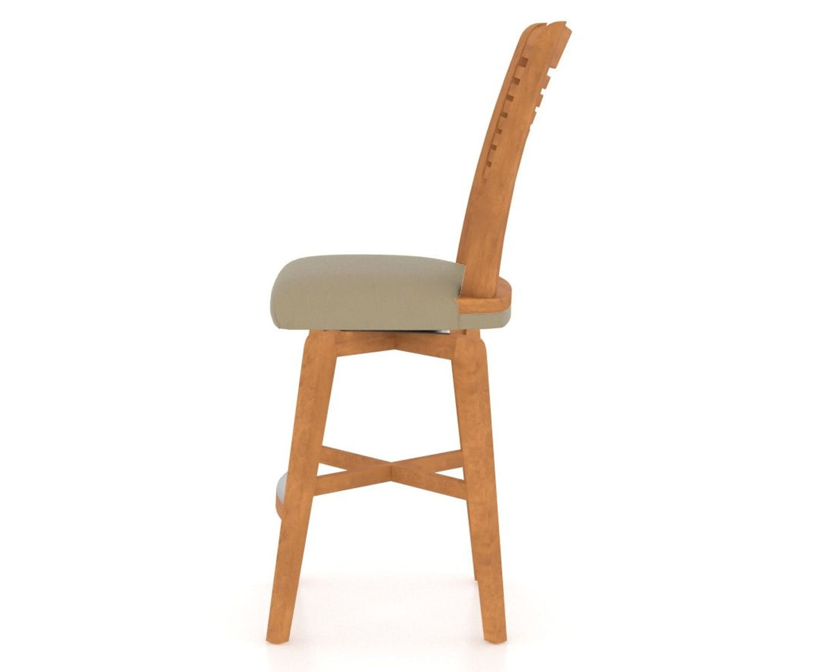 Canadel Swivel Counter Stool 7229 in XY Faux Leather and 01 Honey Washed, side view